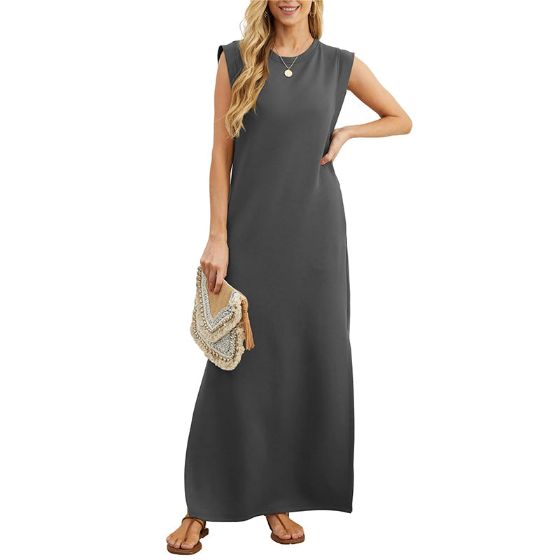 Comfortable women's sleeveless maxi dress. A perfect casual summer dress for everyday wear & effortless style.