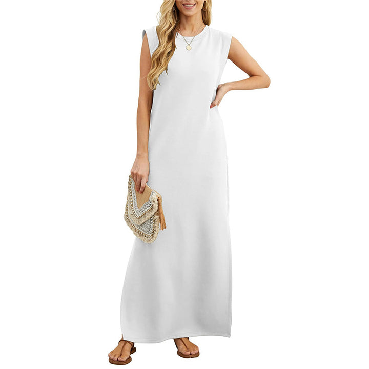 Chic women's sleeveless maxi dress, a flowy long casual dress perfect for summer fashion & everyday comfort.
