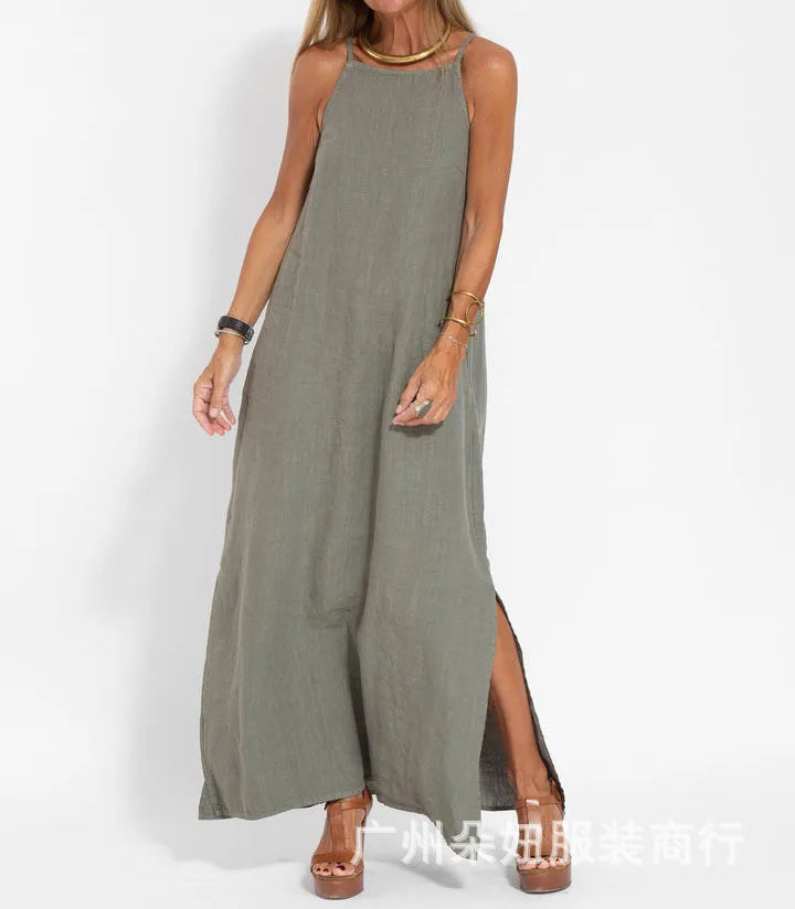 Elegant sleeveless maxi dress for women, offering a comfortable, flowy fit ideal for casual summer fashion.