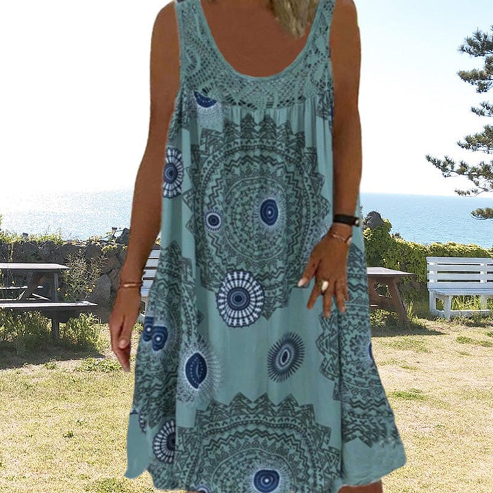 Flowy women's sleeveless sundress for a relaxed vacation look and ultimate comfort.