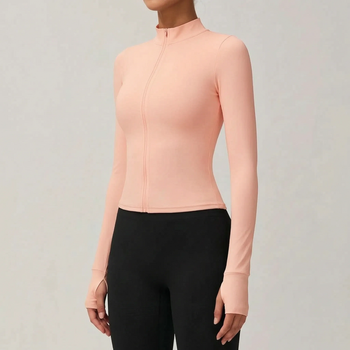 Versatile women's active sports jacket, suitable for gym, running, or layering.