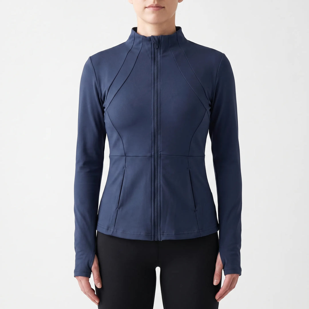 High-performance women's sports jacket, slim-fit for optimal movement during intense workouts & training.
