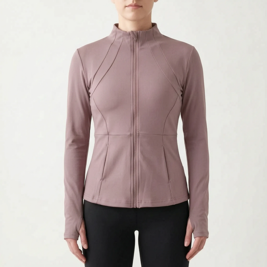 Comfortable women's layering jacket, slim fit for activewear. Great for chilly morning runs or gym wear.