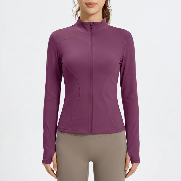 Comfortable women's activewear jacket, slim-fit long sleeve, perfect for gym, running, yoga.
