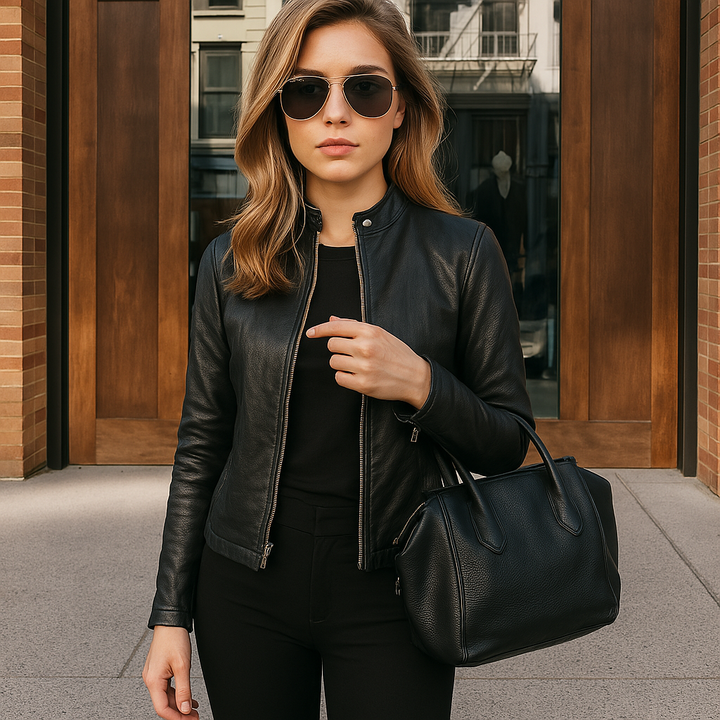 Comfortable slim fit women's jacket, long sleeve, featuring a stylish zip-front design.