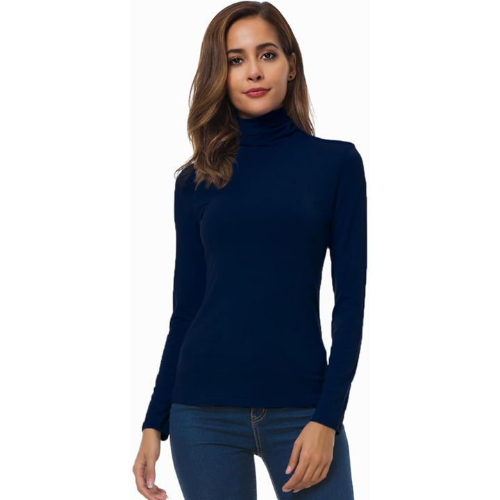 Stylish ladies' slim fit long sleeve turtleneck for sophisticated fall fashion.