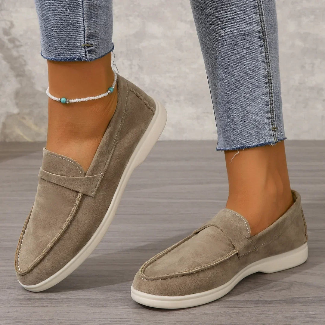 Faux leather women's slip-on loafers, cushioned for everyday office & casual comfort.