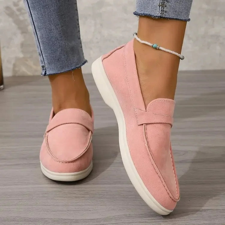 Modern women's slip-on loafers, cushioned for comfort, suitable for office & casual fashion.