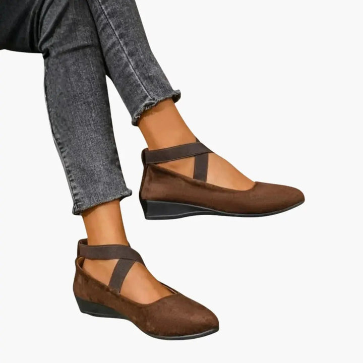 Comfortable women's slip-on orthopedic flats with soft cushioned support for easy daily wear & foot pain relief.