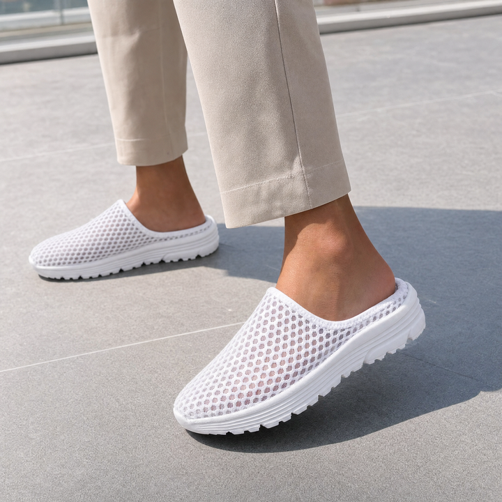 Comfortable women's orthopedic slip-on walking shoes, featuring excellent arch and foot support for daily wear.