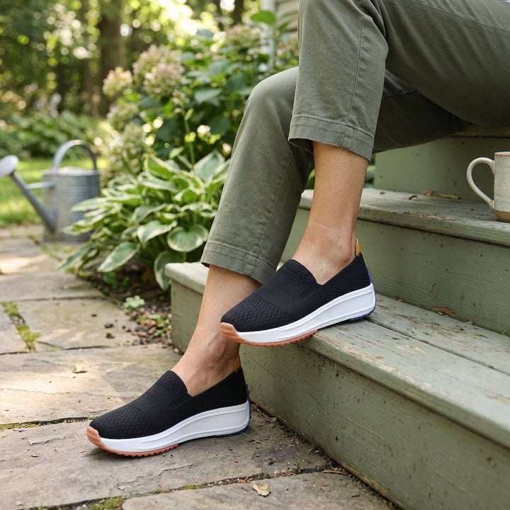 Comfortable women's slip-on platform sneakers, ideal for walking & everyday orthopedic support.