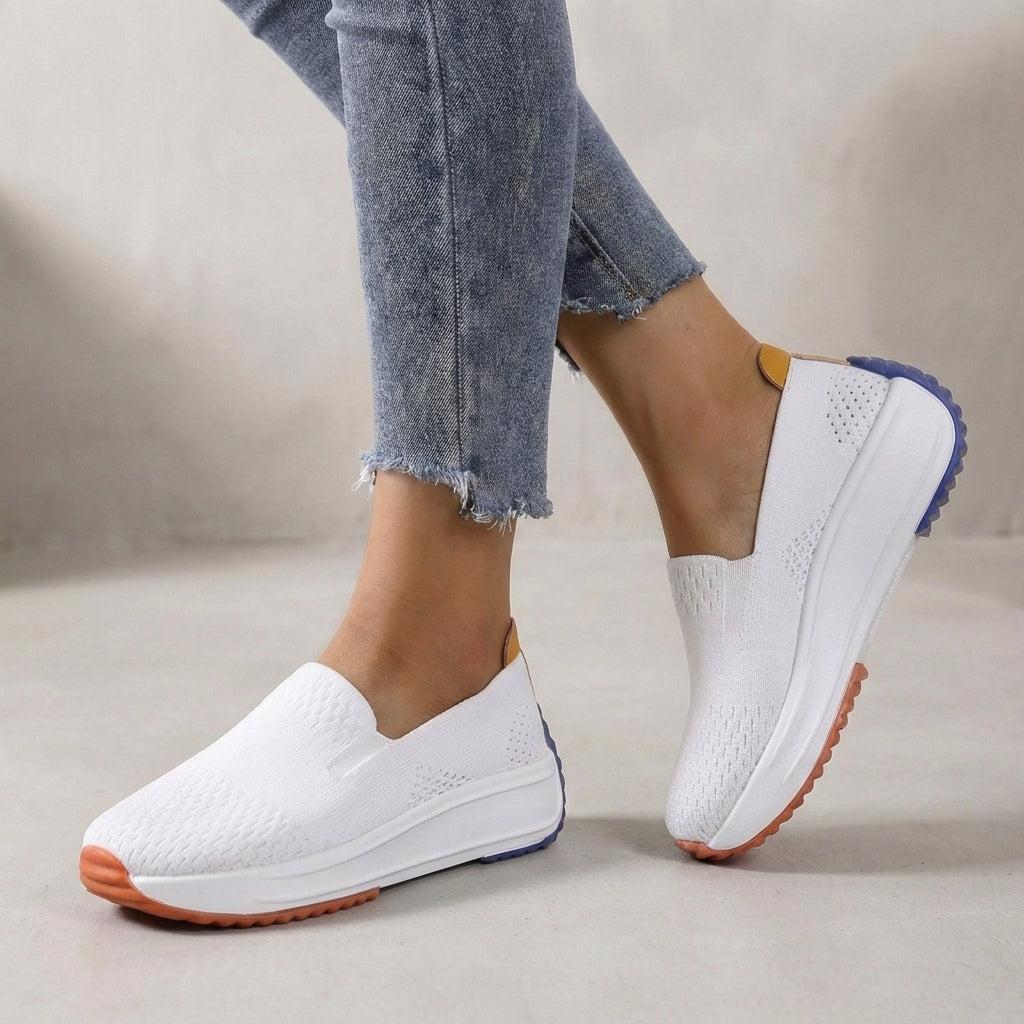 Stylish women's slip-on platform sneakers with orthopedic support, perfect for casual wear.