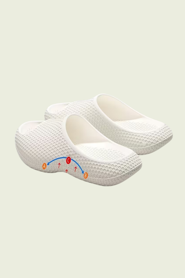 Women's arch support slippers, providing foot support & cushioned comfort for home.
