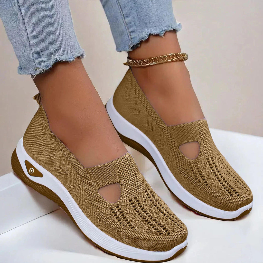 Breathable women's summer slip-on shoes with arch support, perfect for active wear.