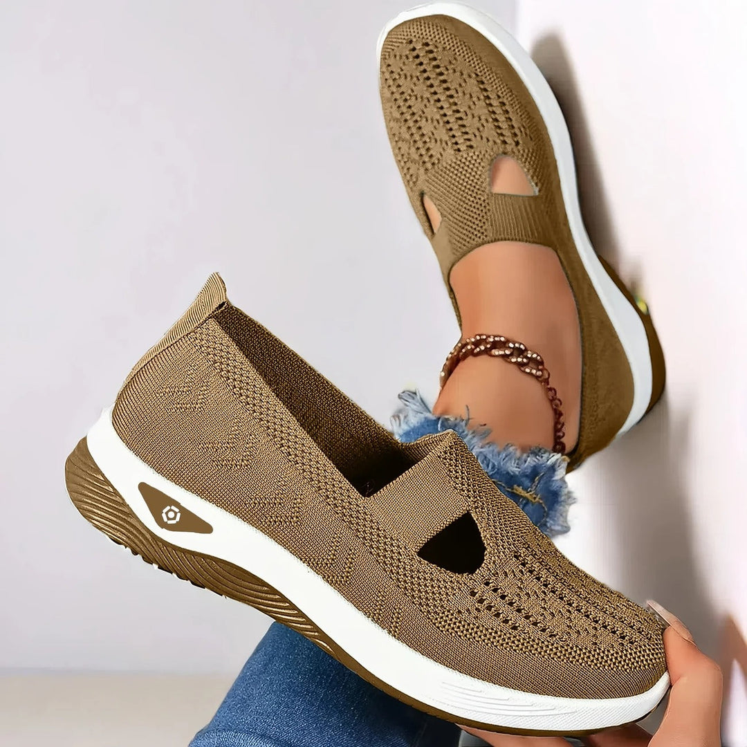 Orthopedic women's slip-on sneakers, providing arch support for comfortable summer walking.