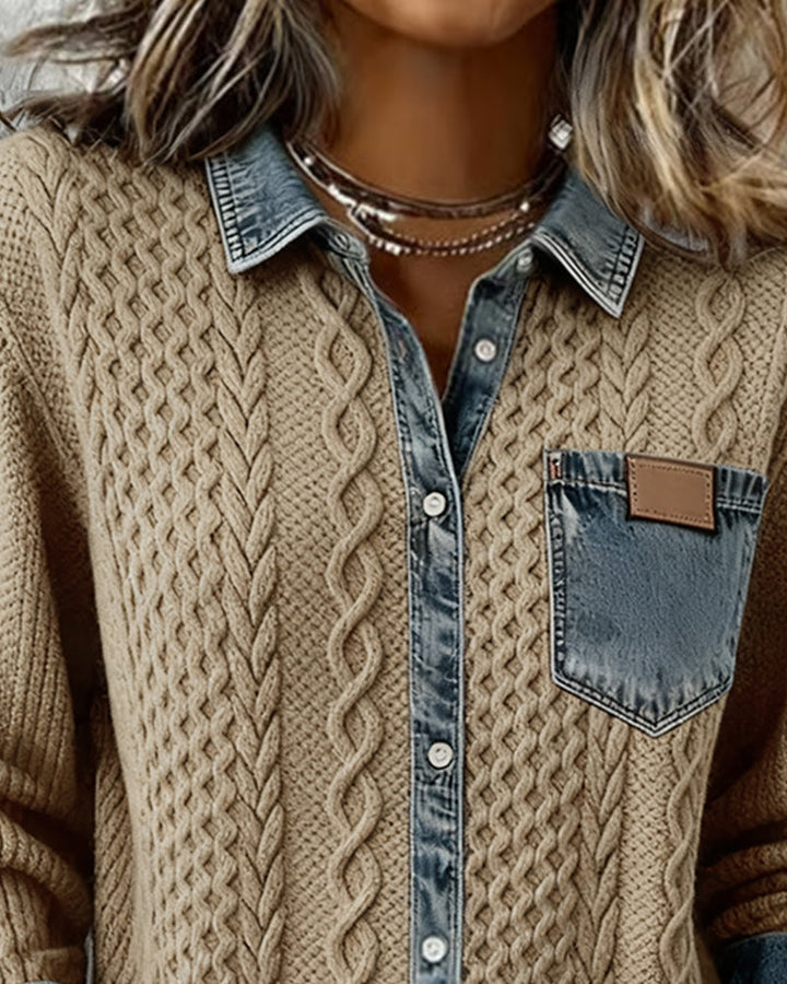 Chic women's long-sleeve button-up blouse with a smooth fit, an elegant versatile top for fashion & workwear.