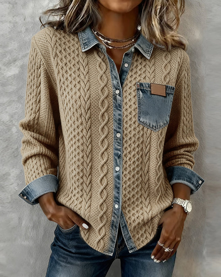 Smooth fit long-sleeve women's button-up shirt, ideal for office workwear or casual chic fashion.