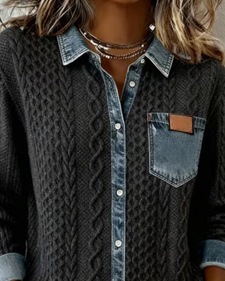Versatile women's smooth fit long-sleeve shirt, button-up design for elegant workwear or casual daily outfit.