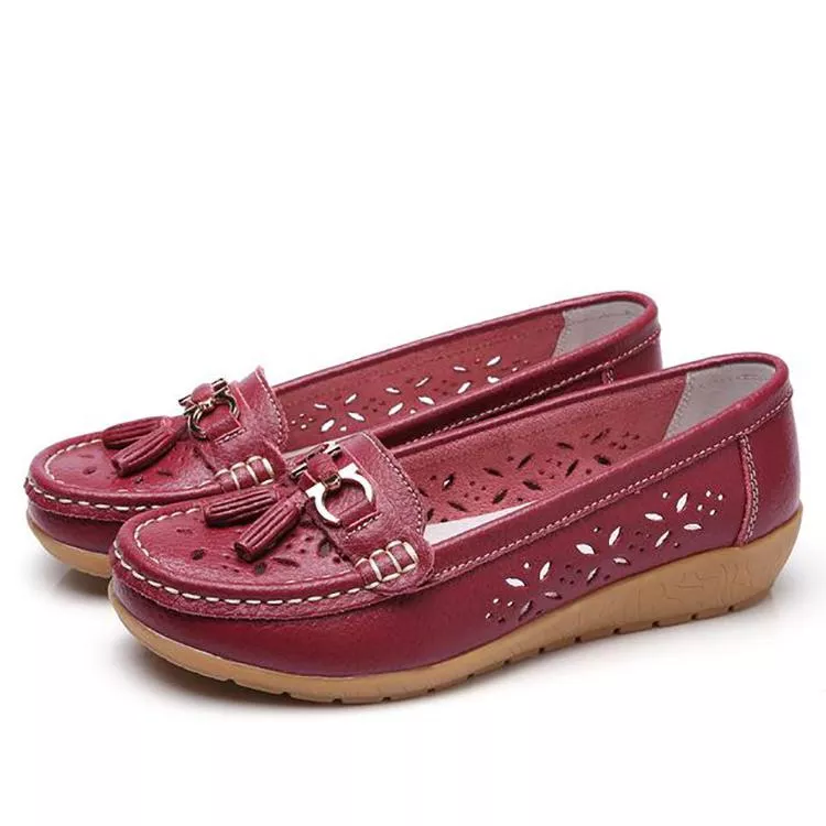Breathable women's moccasin sandals offering soft comfort & arch support for active summer days.