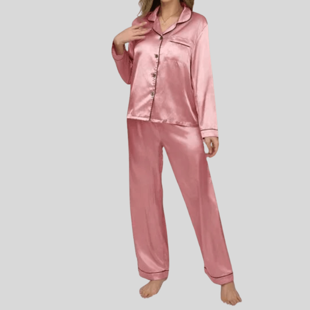Two-piece women's pajamas: soft, breathable button-front set, perfect for ultimate relaxation.