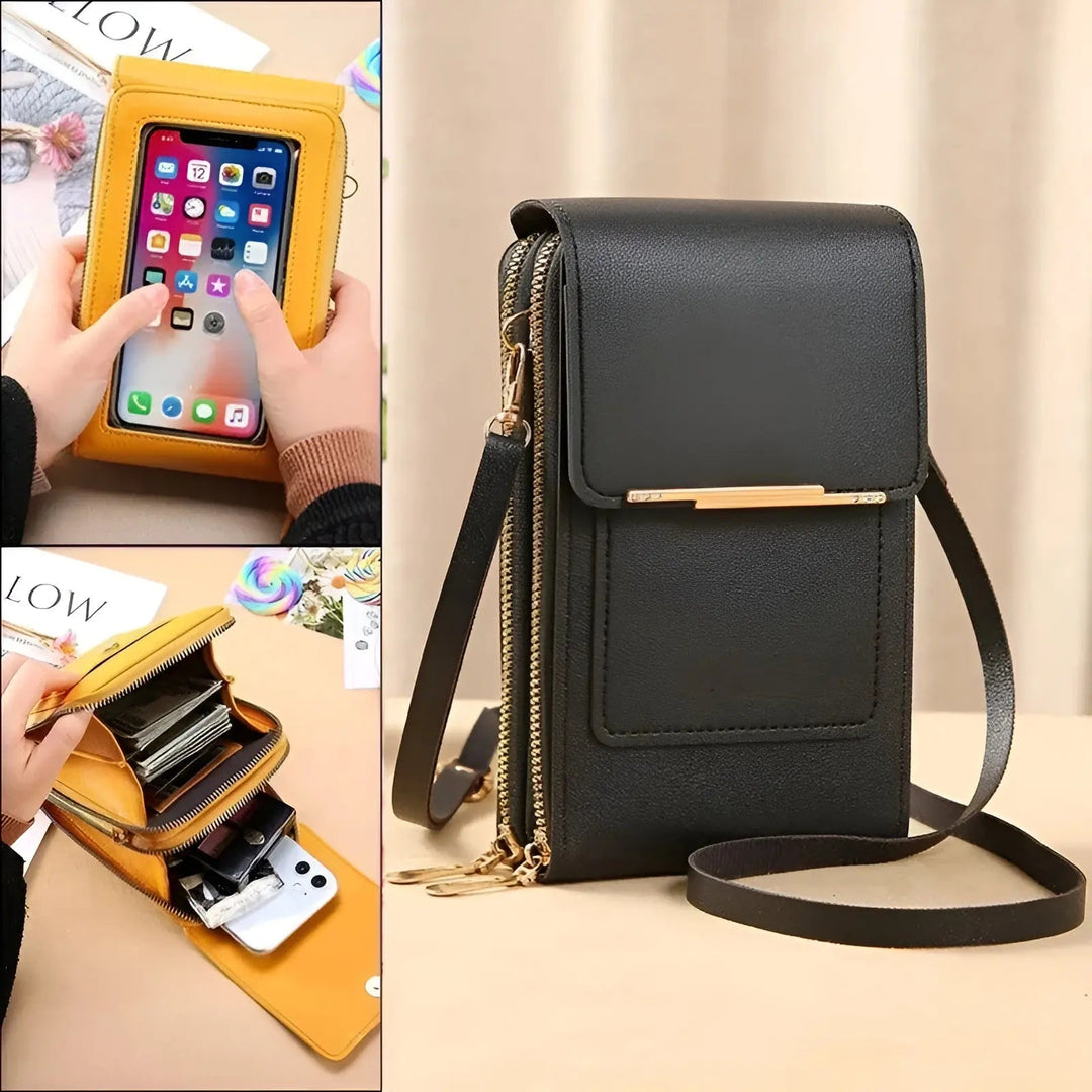 Women's soft leather anti-theft shoulder bag. Secure everyday fashion handbag for ladies.