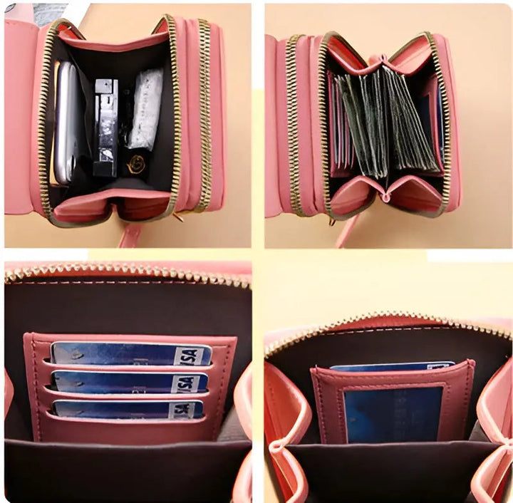 Women's designer soft leather shoulder bag with advanced anti-theft features. Stylish & secure handbag.