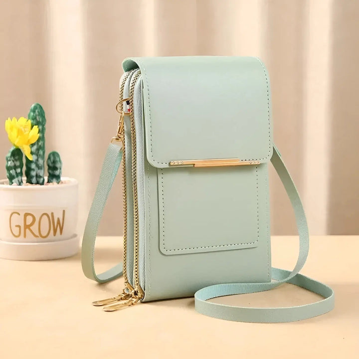Stylish women's leather shoulder bag featuring anti-theft design, perfect for secure daily use.