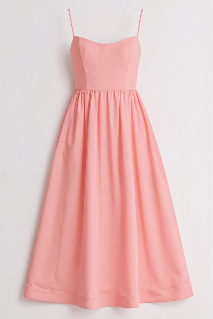 Breathable spaghetti strap midi sundress for women, ideal for a relaxed summer vacation.