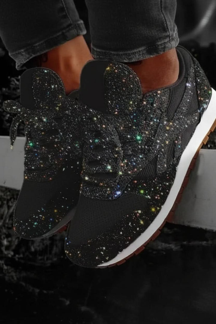Athleisure women's glitter shoes, combining comfort with a fashionable sparkling design. Perfect everyday wear.