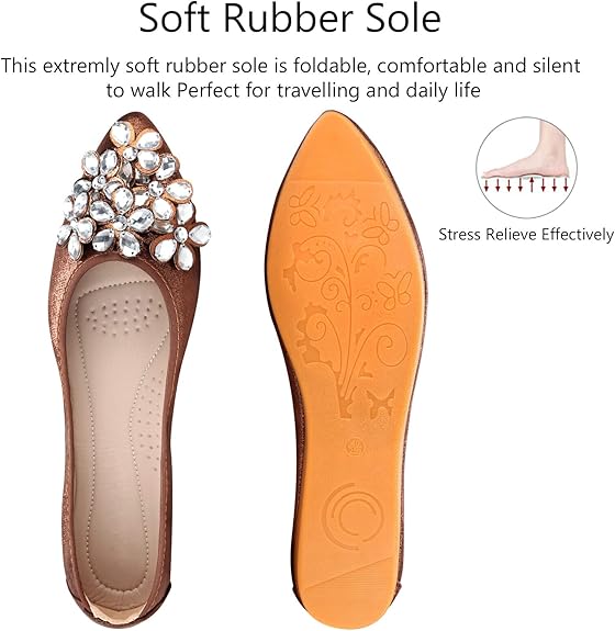 Close-up of radiant rhinestones on a women's sparkling ballet flat, highlighting intricate detail & shimmer.