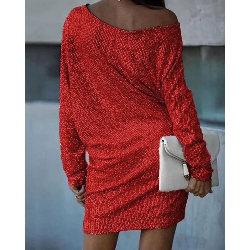 Stylish women's sequin mini cocktail dress, a sparkling choice for formal events.
