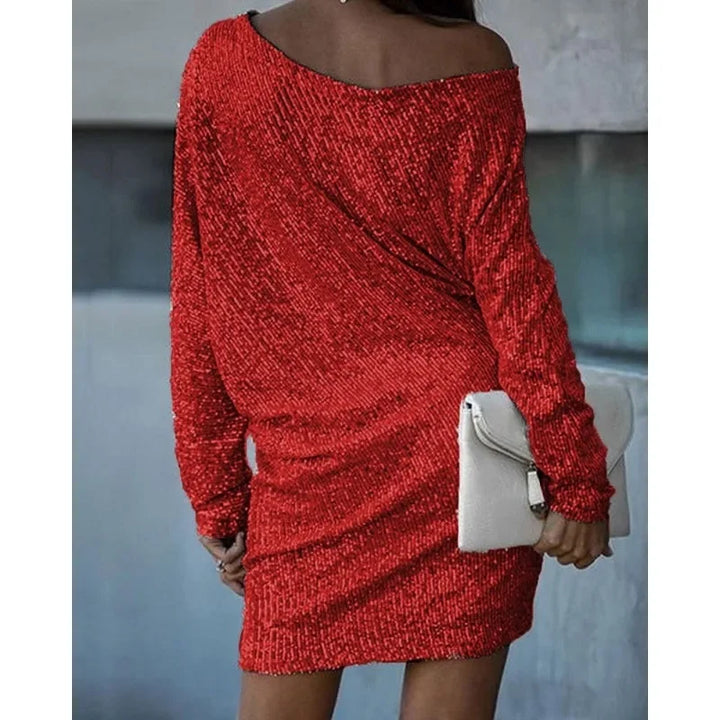 Stylish women's sequin mini cocktail dress, a sparkling choice for formal events.