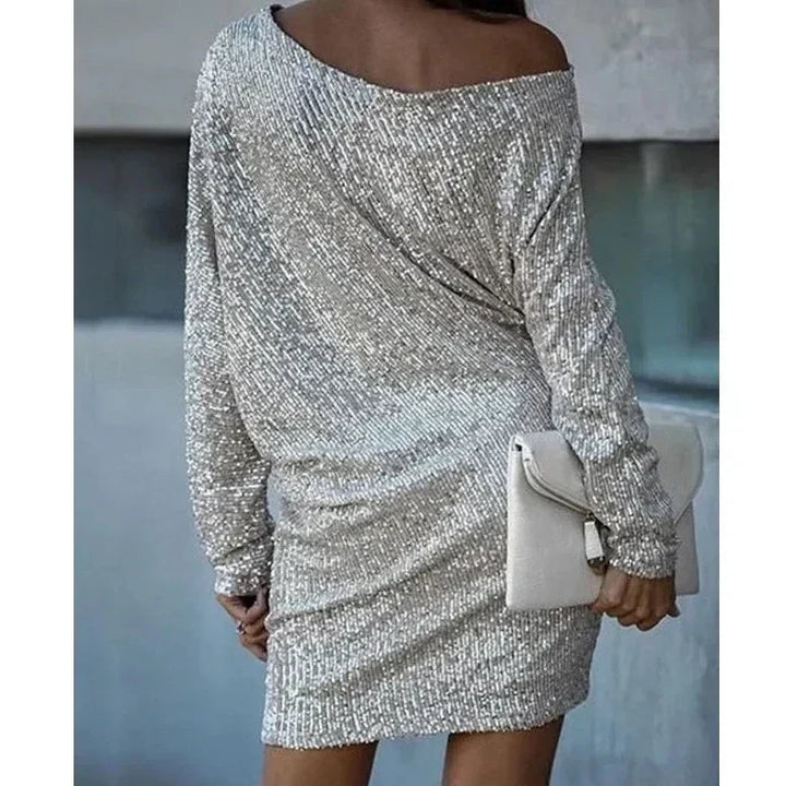 Women's glamorous sparkling sequin mini dress, perfect for evening parties & special nights out.
