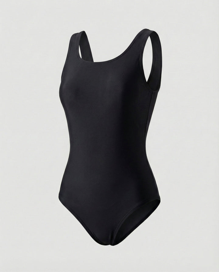 Close-up of quick-dry fabric on a women's ombre one-piece swimsuit, ideal for active poolside wear.