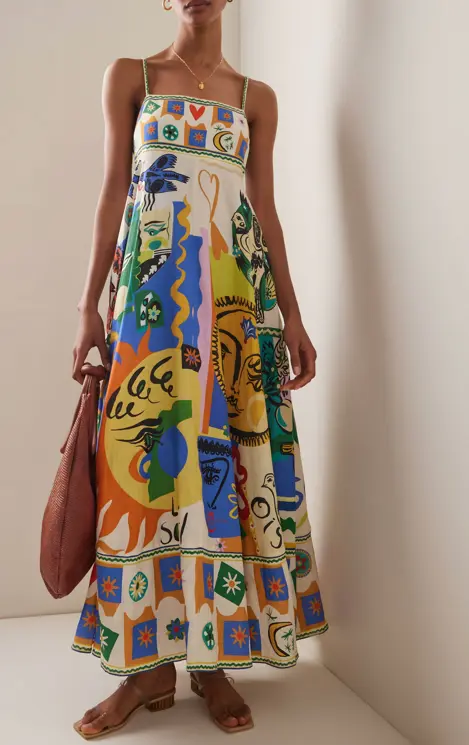 Versatile women's flowing midi dress with a stylish square neck and adjustable straps for day-to-night wear.