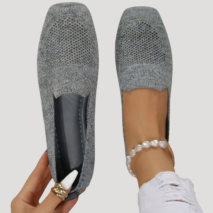 Women's square toe breathable knit slip-on ballet flats for everyday comfort & style.