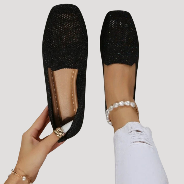 Versatile modern women's slip-on ballet flats with a stylish square toe & knit design.