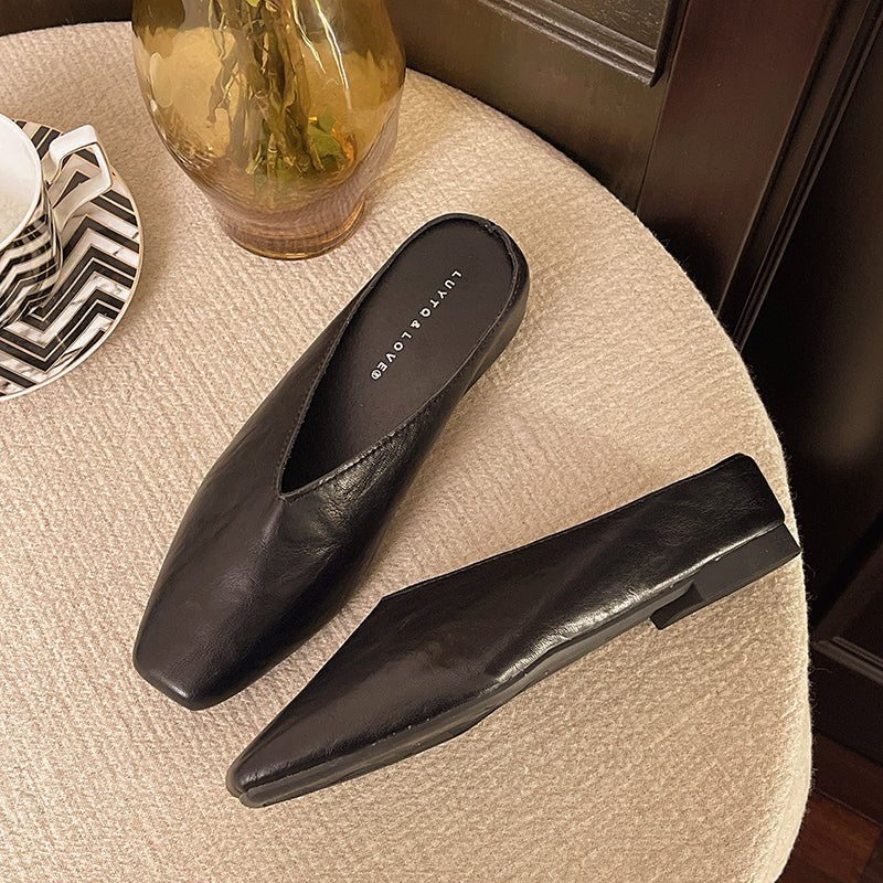 Comfortable women's square toe slip-on shoes, ideal for daily wear, offering sleek and modern footwear.