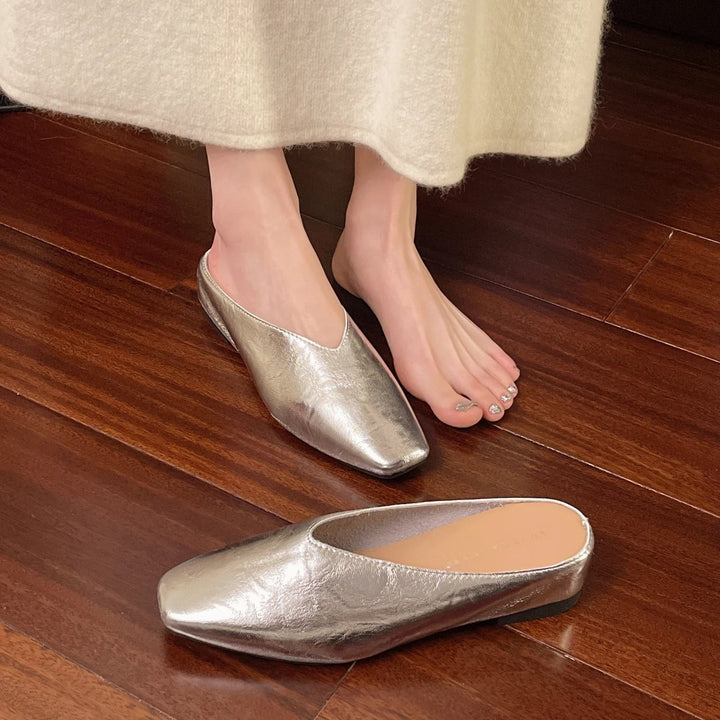 Classic women's square toe slip-on flats, offering a timeless look for comfortable everyday style.