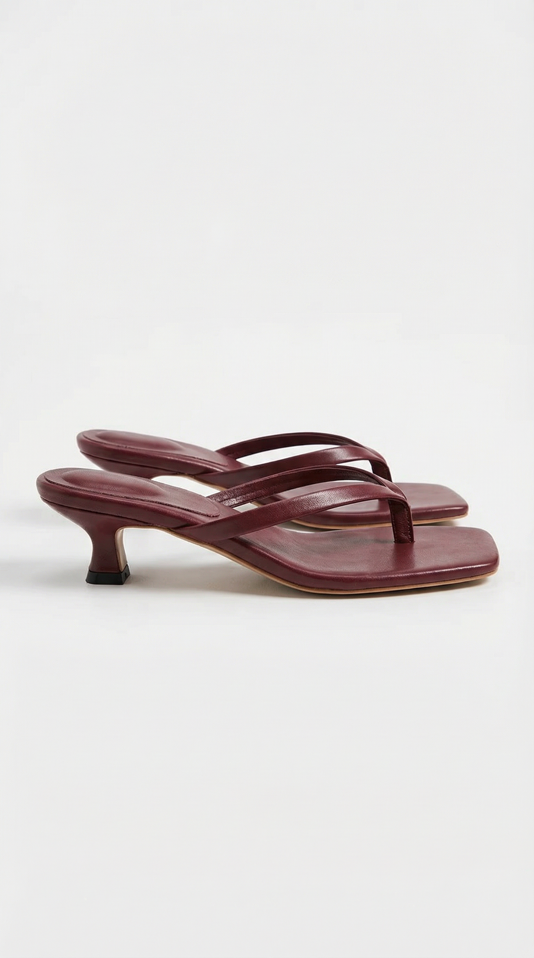 Sleek women's square toe thong kitten heel sandals, a must-have for summer fashion.