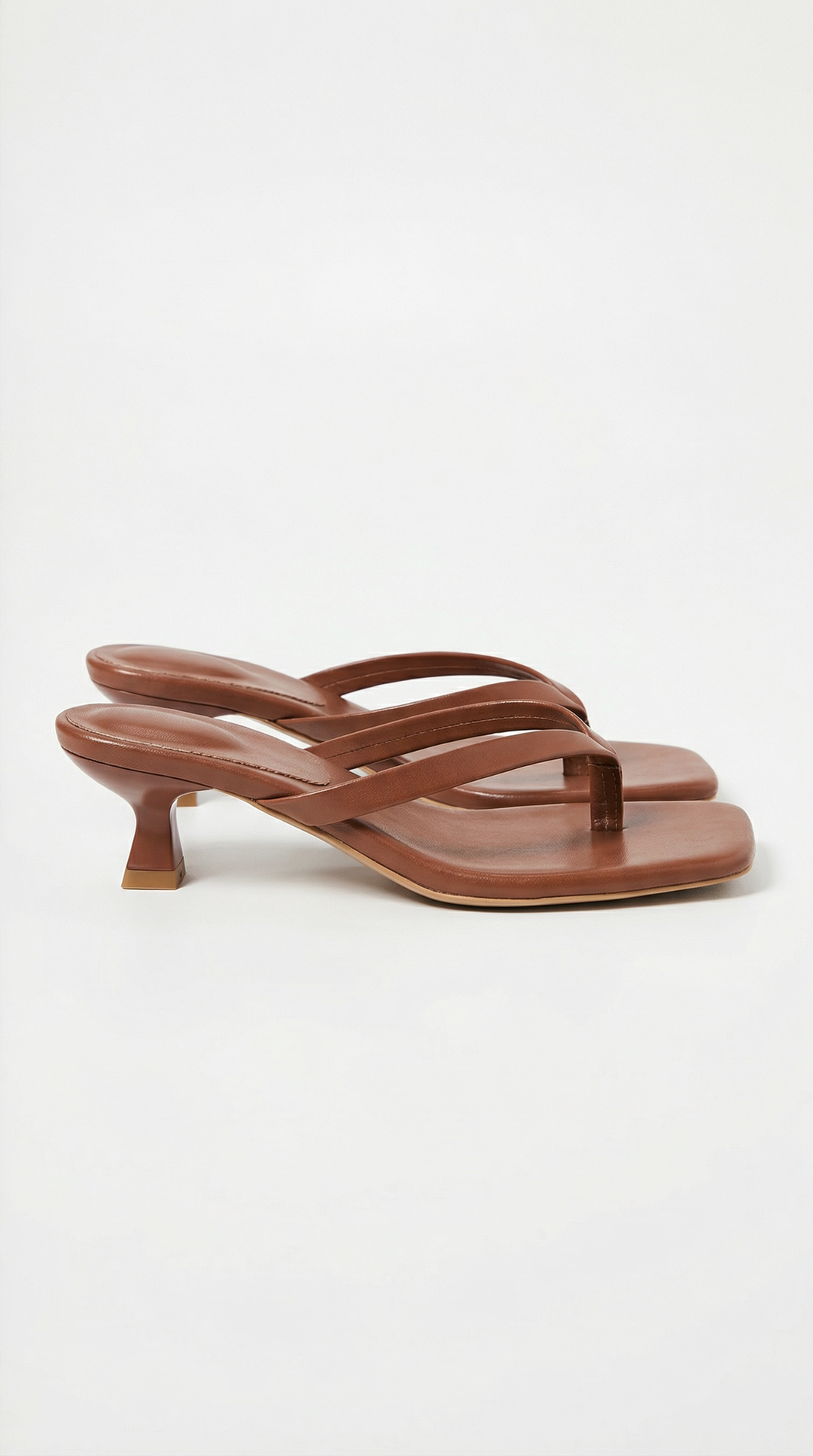 Women's elegant square toe thong kitten heel sandals, combining comfort and style.