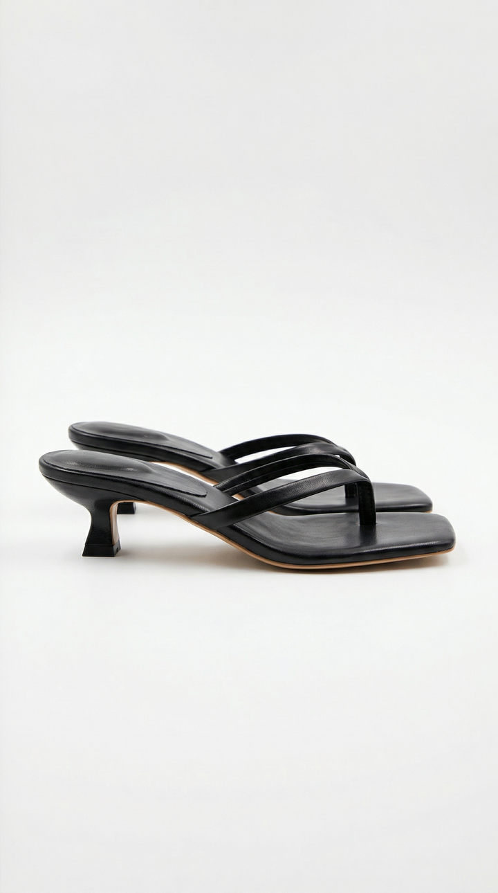 Stylish women's square toe thong kitten heel sandals, perfect for versatile dressing.
