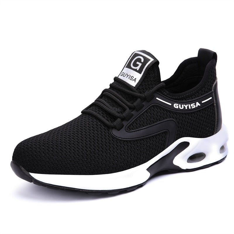 Durable women's steel toe safety sneakers, orthopedic design, slip-resistant soles for secure industrial work.