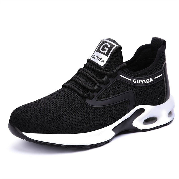 Durable women's steel toe safety sneakers, orthopedic design, slip-resistant soles for secure industrial work.