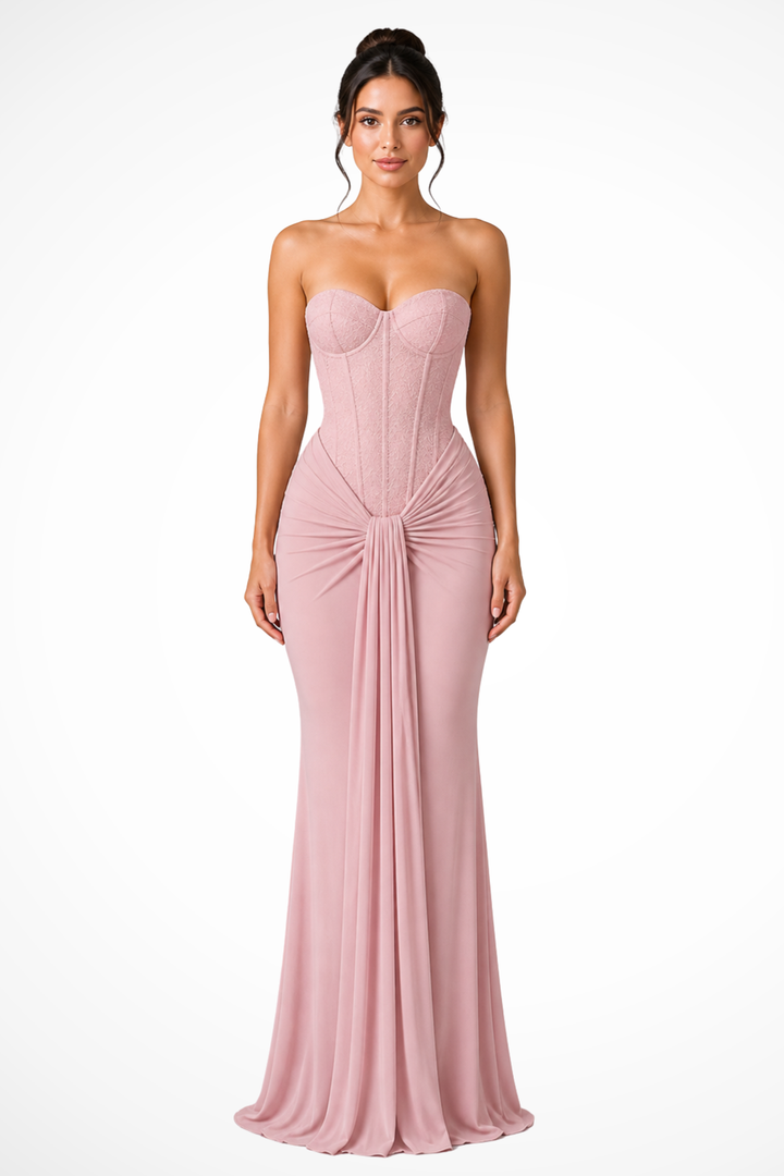 Beautiful women's strapless corset maxi dress featuring a stunning mermaid silhouette for parties.