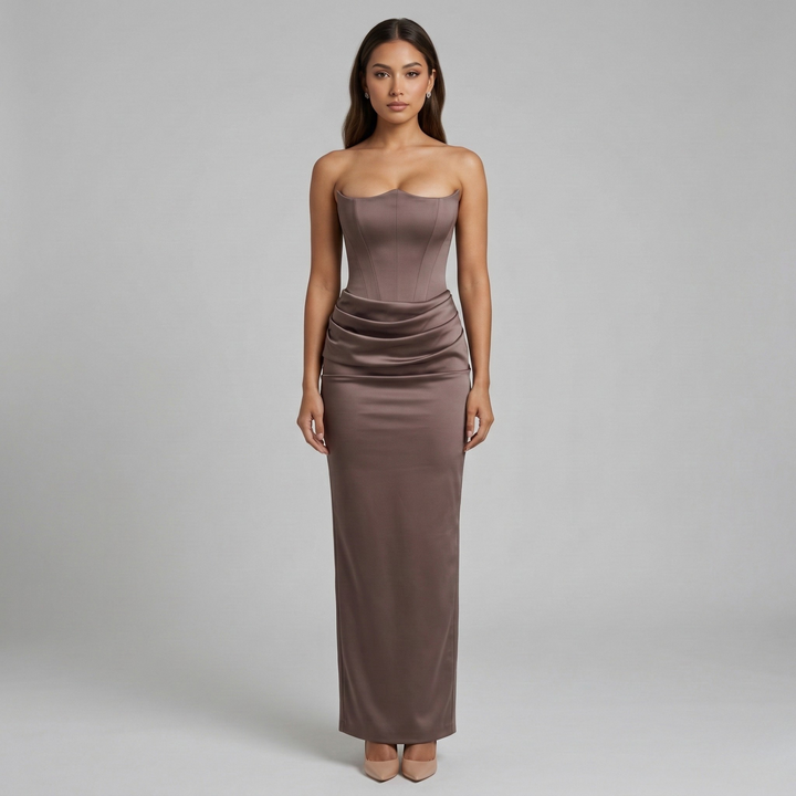 Elegant women's strapless mermaid prom dress with a slim fit, perfect for special occasions.