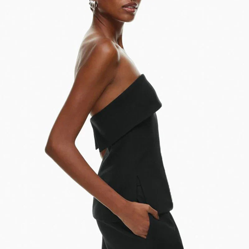 Lightweight women's strapless tube top, offering a sleek, modern look for summer casual chic.