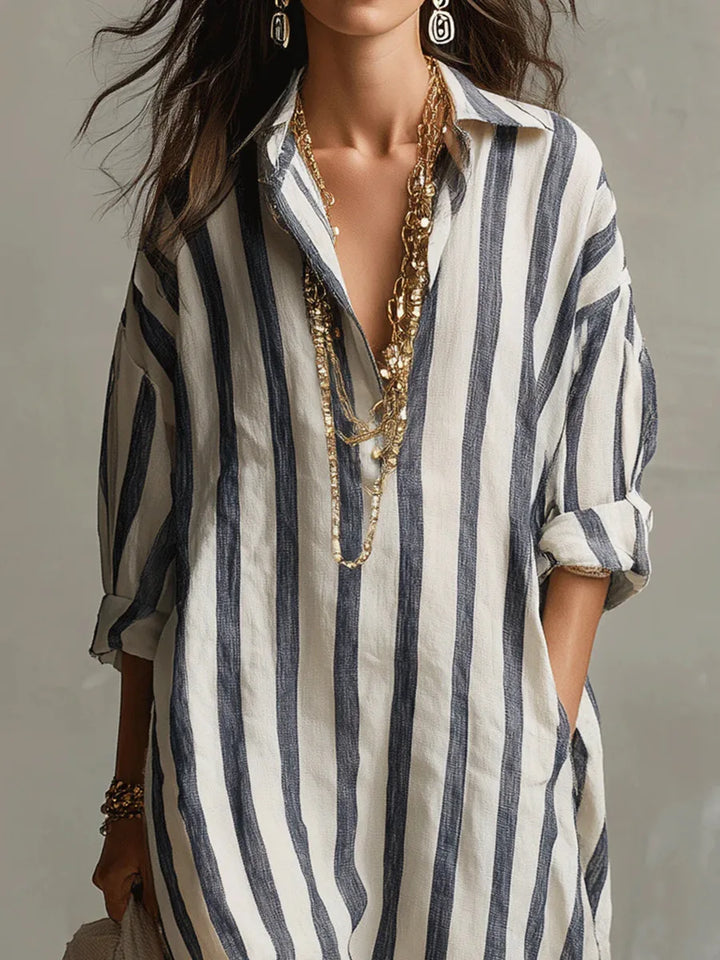 Comfortable oversized striped maxi dress for women, relaxed fit & breezy vacation wear.
