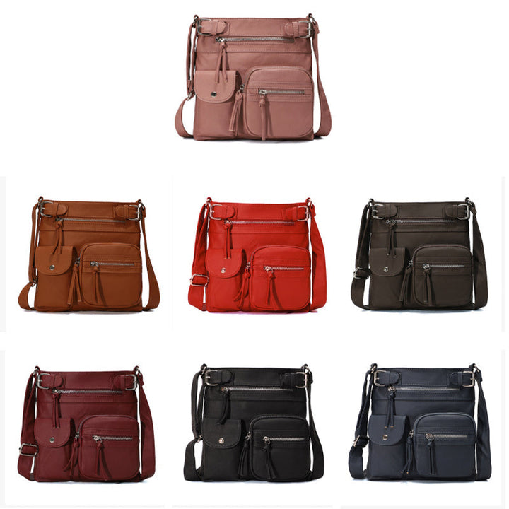 Chic women's anti-theft shoulder bag with ample space & dedicated phone/passport pockets.