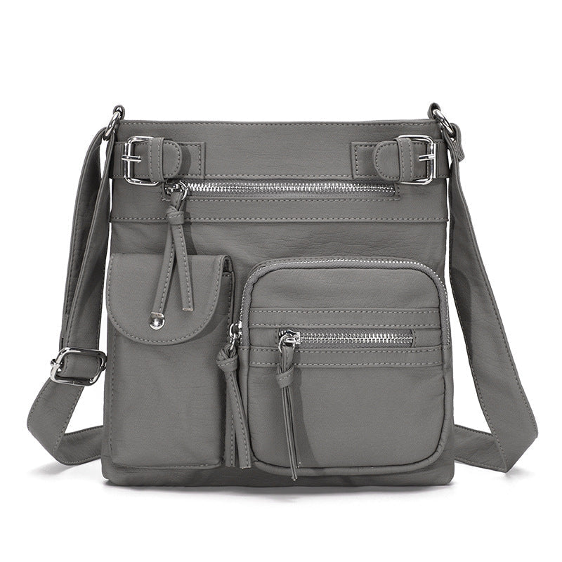 Ergonomic women's anti-theft bag, worn comfortably as a crossbody for hands-free security.